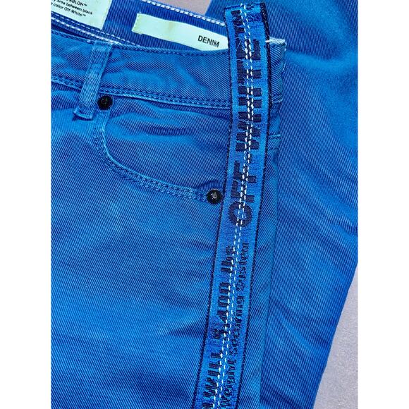 Authentic Off-White Bold Blue Skinny Jeans - Designer Streetwear Size 26 EUC - Picture 12 of 13